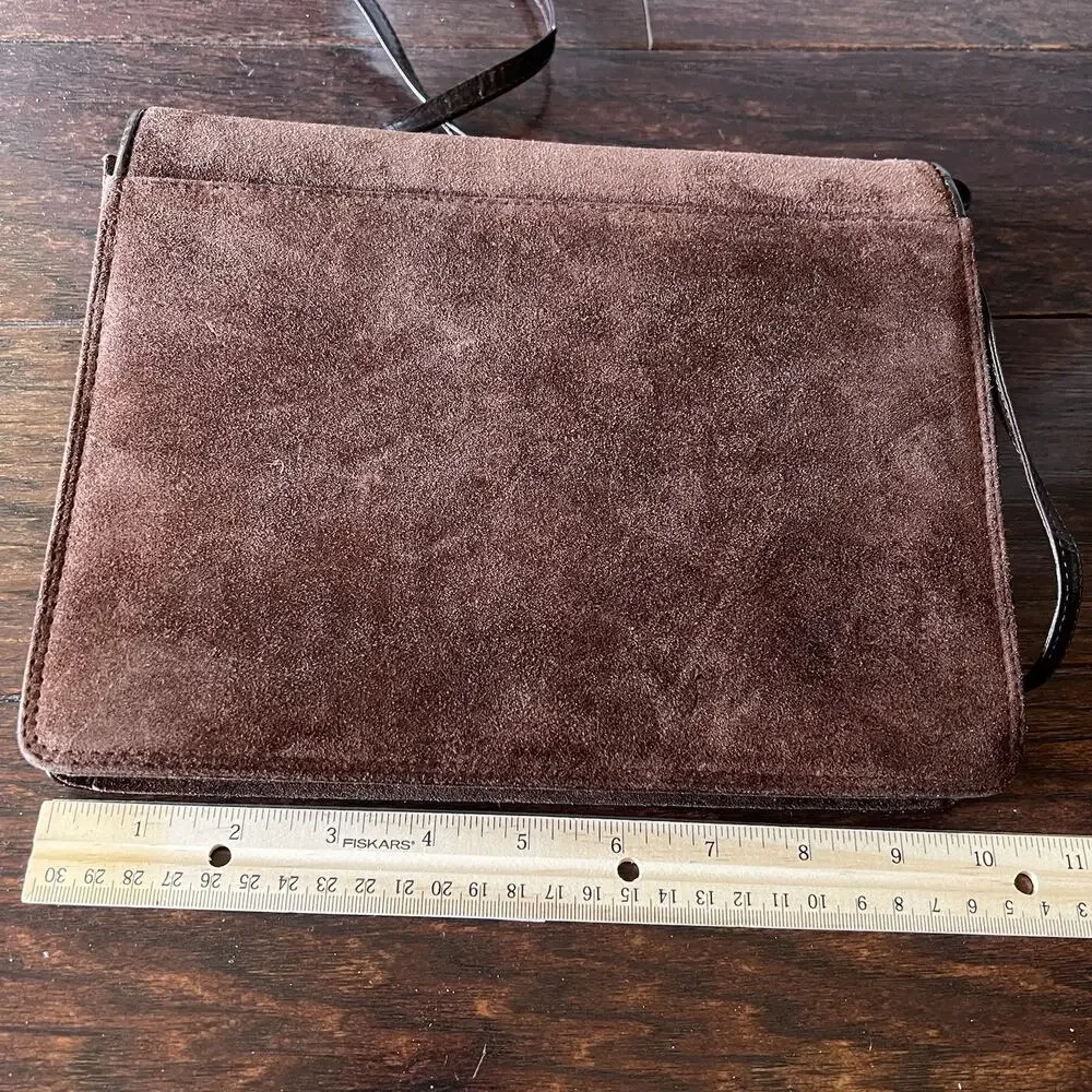 Scepi Women Purse Made In Italy Brown Leather Suede VTG Crossbody Shoulder Bag - Picture 4 of 12